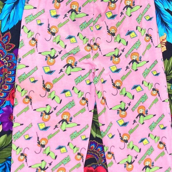 GIRL'S KIM POSSIBLE PAJAMA PANTS Y2K 2000's GIRL'S SIZE 6/6X BOTTOMS FABRIC DIY - Picture 3 of 5